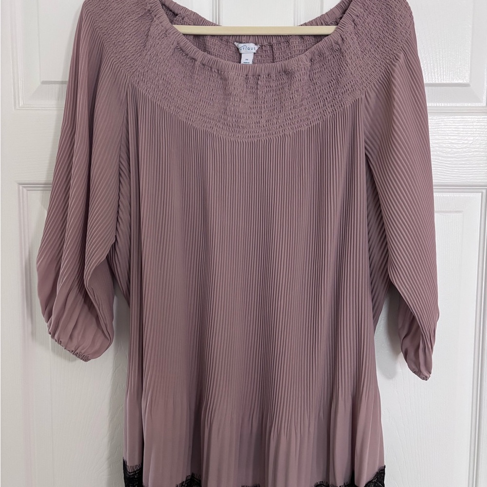 Elegant Mauve Pleated Women's Top